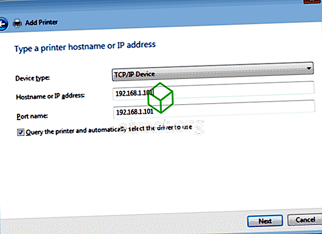 Įdiekite spausdintuvą „Windows 10“ per „IP Address“