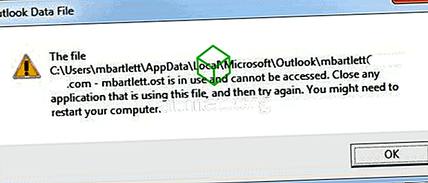 Outlook: Решите «Файл username.ost используется и недоступен» Ошибка