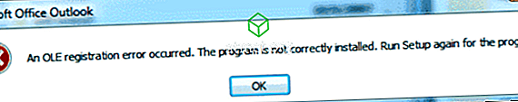 Outlook: Error "Ett OLE-registreringsfel inträffade.  Programmet är inte korrekt installerat ... "