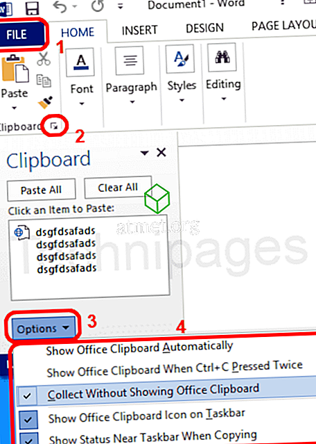 Office 2016/2013: ऑफिस क्लिपबोर्ड चालू / बंद करें